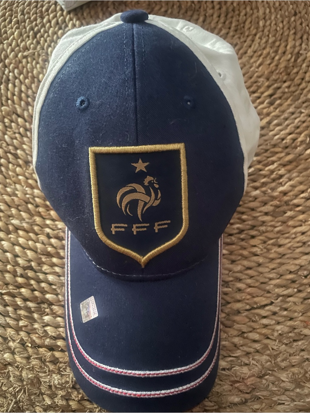 Navy & White Embroidered Crest Baseball Cap